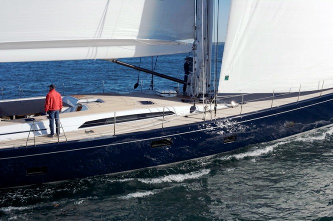 A Deck Closeup of the Southern Wind 100 Sailing Yacht BLUES