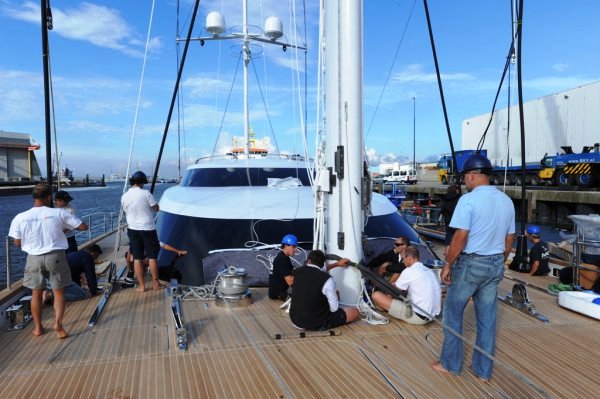 Superyacht TWIZZLE -  Stepping the Main Mast Photo Credit Sailing yacht Twizzle
