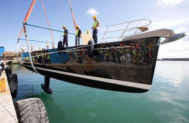 Sailing Yacht THALIMA being Launched by Southern Wind Shipyards in early 2010