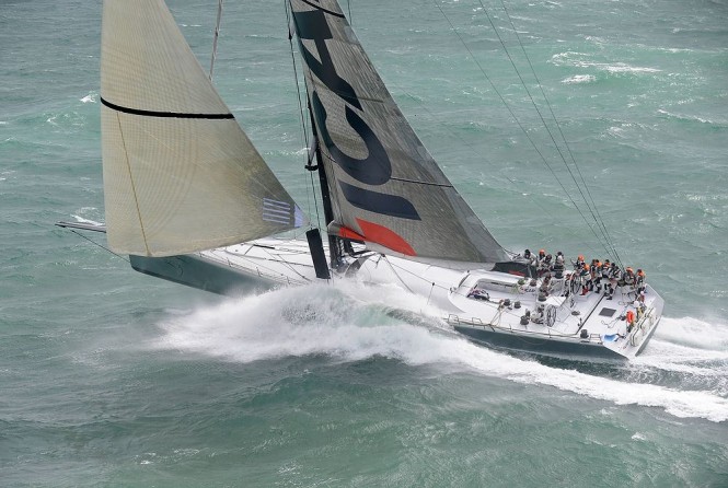 Sailing yacht ICAP Leopard at the Sevenstar Round Britain and Ireland Race start Photo by Rick Tomlinson.