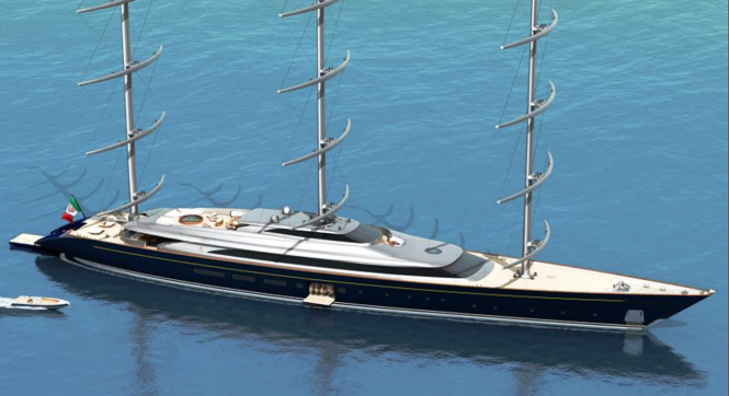 The New Perini Navi 335 ft (102m) Falcon Rig Sailing Superyacht Concept