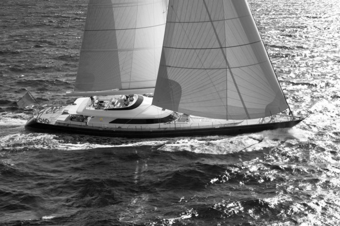 This Perini Navi 45m Sailing Yacht is a collaboration between Perini Navi’s naval architects and Ron Holland who has optimized hull lines and the sail plan, is the fourth 45 metre yacht to be launched to date by Perini Navi