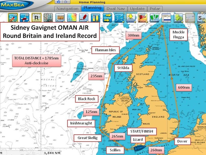 Track map for around Britain record attempt OMAN AIR MAJAN