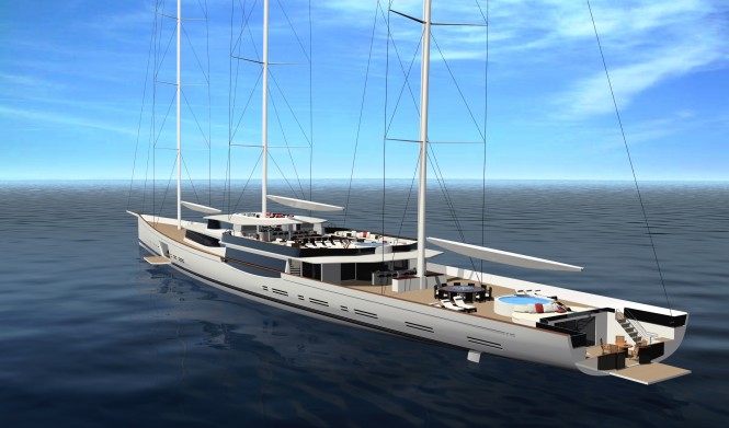 100m mega sailing yacht by Design Unlimited and Reichel Pugh Yacht Design