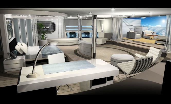 100m mega sailing yacht by Design Unlimited and Reichel Pugh Yacht Design  - Master Cabin