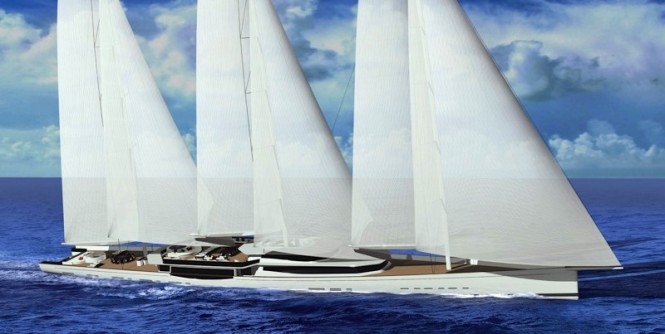 100m mega sailing yacht by Design Unlimited and Reichel Pugh Yacht Design..