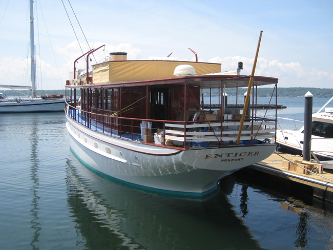 Aft View of Motor yacht Enticer by Trumpy. Photo Credit Seakeeper