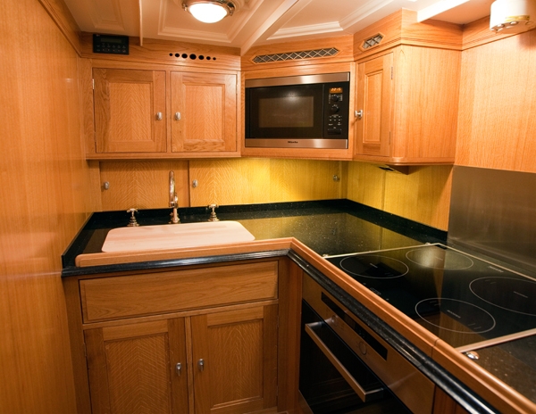Classic yacht Alinda V's Galley  Photo Credit GRAMA BLEND UK