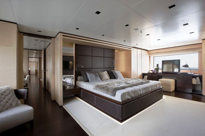Sanlorenzo’s first steel megayacht The 46 Steel super yacht Lammouche Owners Suite - Photo Credit Sanlorenzo