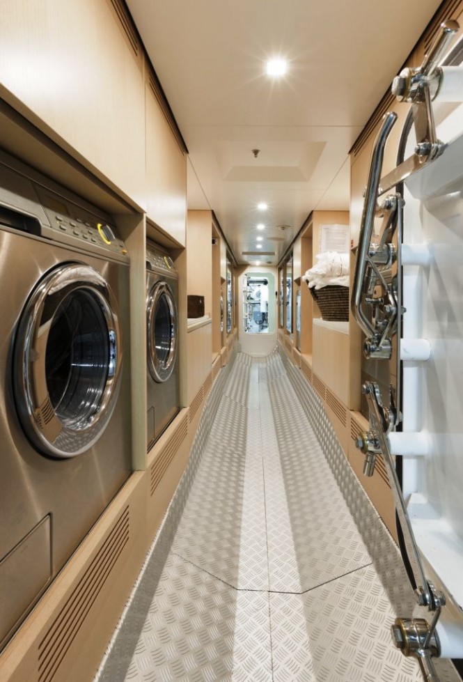 Sanlorenzo’s first steel megayacht The 46 Steel super yacht Lammouche Under lower deck - Photo Credit Sanlorenzo