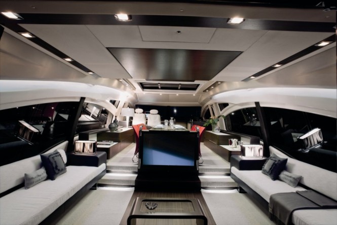 Azimut 72S Motor yacht Salon at night - Credit Azimut Yachts