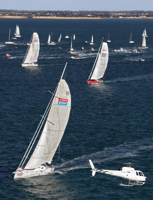he Velux 5 Oceans Skippers as they depart La Rochelle for the first of 5 Ocean Sprints in the Velux 5 Oceans around the world race. - Velux 5 Oceans - Credit onEdition