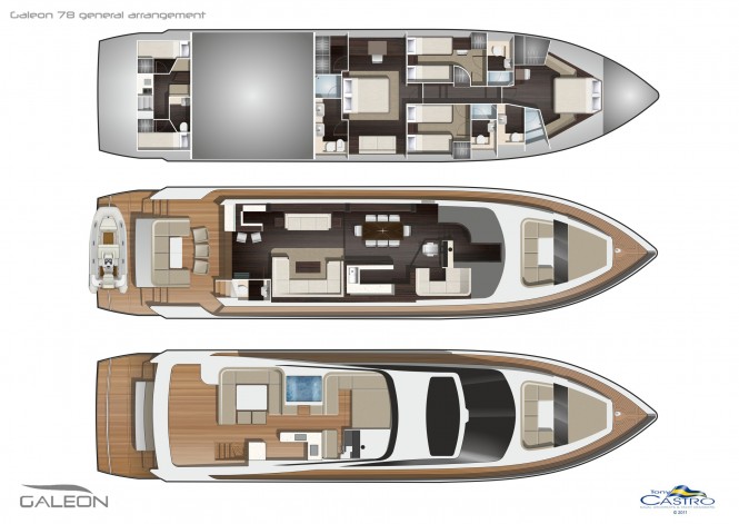 Galeon 78m Yacht General Arrangement - Image courtesy of Tony Castro