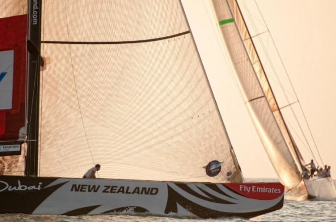 Race day 2 Synergy Russian Sailing Team vs Mascalzone Latino Audi Team © Paul Todd/outsideimages.com/Louis Vuitton Trophy