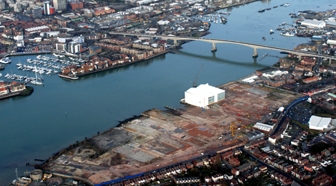 Aerial view of Woolston site cleared for development 