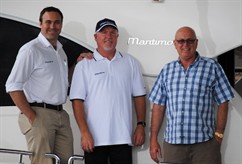 Bigfoot Marine principal Laurence Steytler with Maritimo's Luke Durman and CEO Bill Barry-Cotter