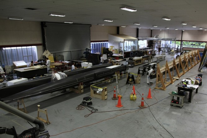Construction of the first AC45 catamaran. Warkworth, 17 December 2010. Photo copyright Ivor Wilkins  America's Cup