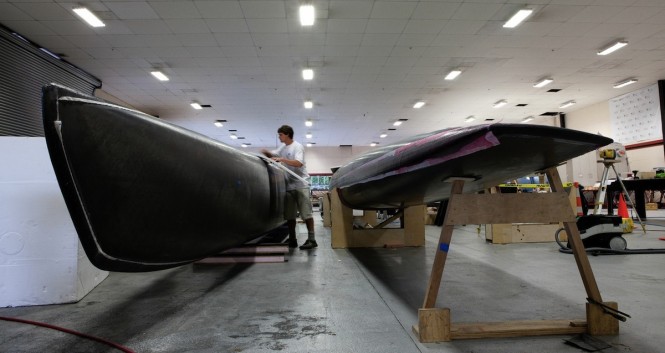 Construction of the first AC45 catamaran. Warkworth, NZ Photo Credit Ivor Wilkins  America's Cup