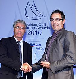 Grant Burgham, Exhibitions Director- Marine Cluster, accepted the award on behalf of the Dubai International Boat Show team