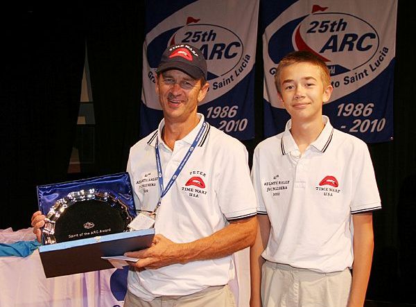 The Spirit of the ARC Award was won by father and son Peter and Will Nelson from Time Warp (USA). - Credit World Cruising Club