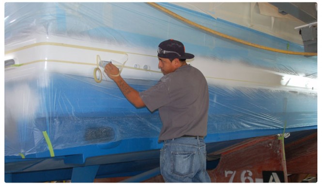 Viking 76 Convertible prepared for painitng - Credit Viking Yachts