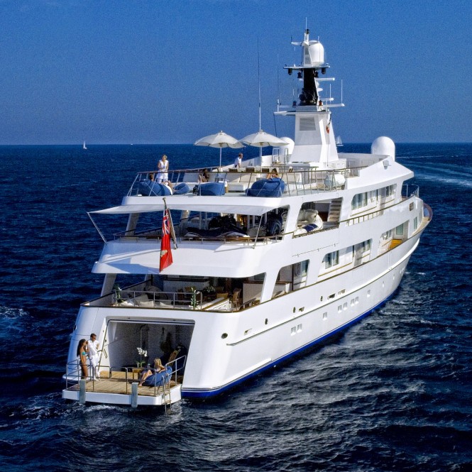 Motor Yacht Illusion Stern post refit at Pendennis