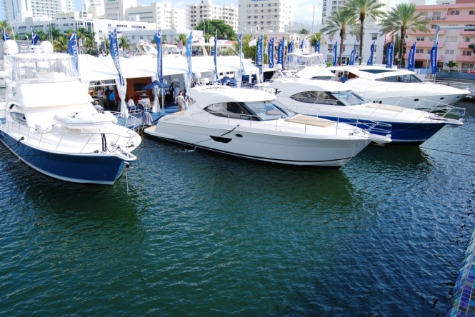 Riviera had an impressive floating display at the Miami Yacht and Brokerage Show