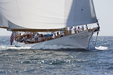 Sailing Yacht Whitehawk racing in the first day of the Shipyard Cup 2010.  Boothbay, Me