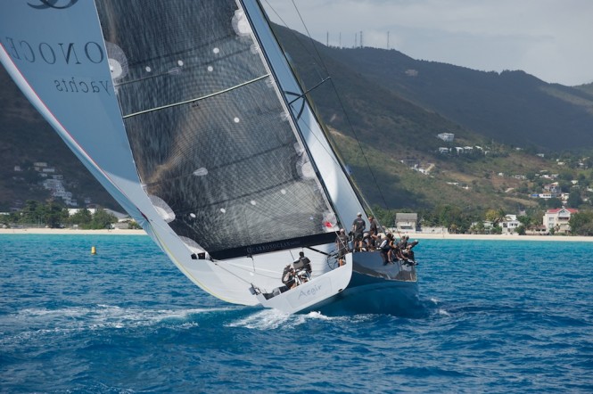 Yacht Aegir Day one of the 2011 St. Maarten Heineken Regatta - the biggest regatta in the Caribbean.Credit Tom ZinnOutsideImages