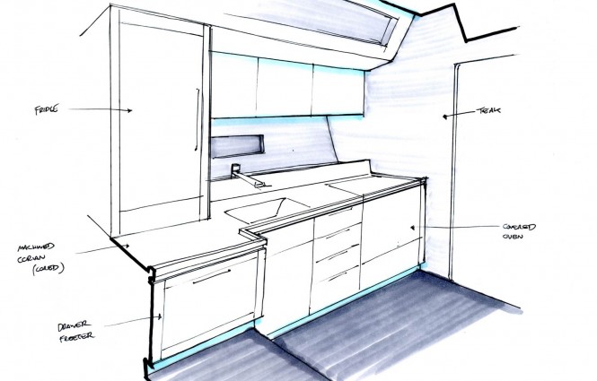 Yacht SANS Galley rendering