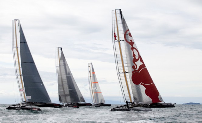 FOUR AC45s SAIL ON HAURAKI GULF