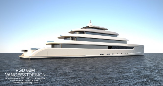 80 metre Superyacht by Van Geest Design - Stern View