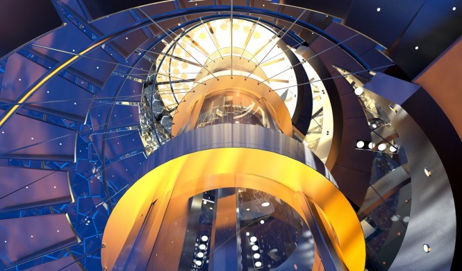 Adriel Design Atrium of the Yacht LUMEN for oceAnco - Upview