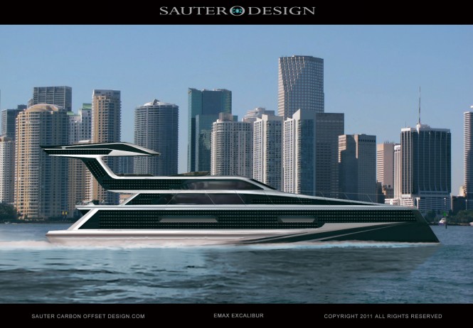 NedShip Emax Excalibur 22m express flybridge cruiser, Solar hybrid, GM Allison, VW marine, Sunpower PV carbon epoxy exoskeleton, carbon neutral, zero carbon plug-in copy