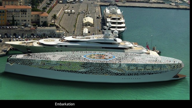 Rendering of the mega yacht design Voronoi by Hyun-Seok Kim