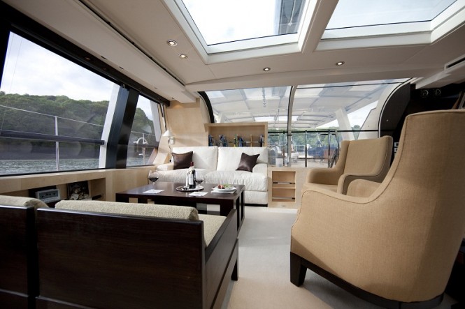 Sailing yacht AKALAM Salon - Credit: Lloyd Images