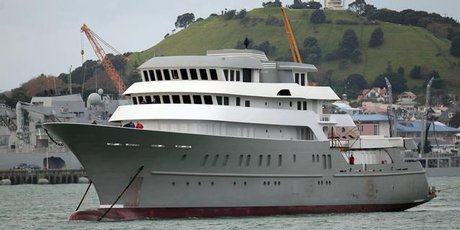 The 77 m motor yacht Weta in New Zealand Photo courtesy of Doug Sherring