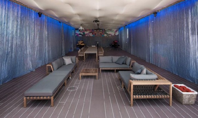 50m motor yacht MYSTERE SHADOW hangar that converts to a disco