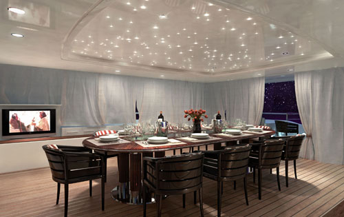 Al fresco dining on board of the motor yacht Latitude (ex Latinou)