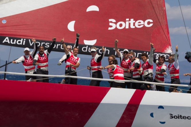 Audi Sailing Team powered by ALL4ONE celebrates the victory in the Region of Sardinia Trophy - Photo Ian Roman Audi MedCup
