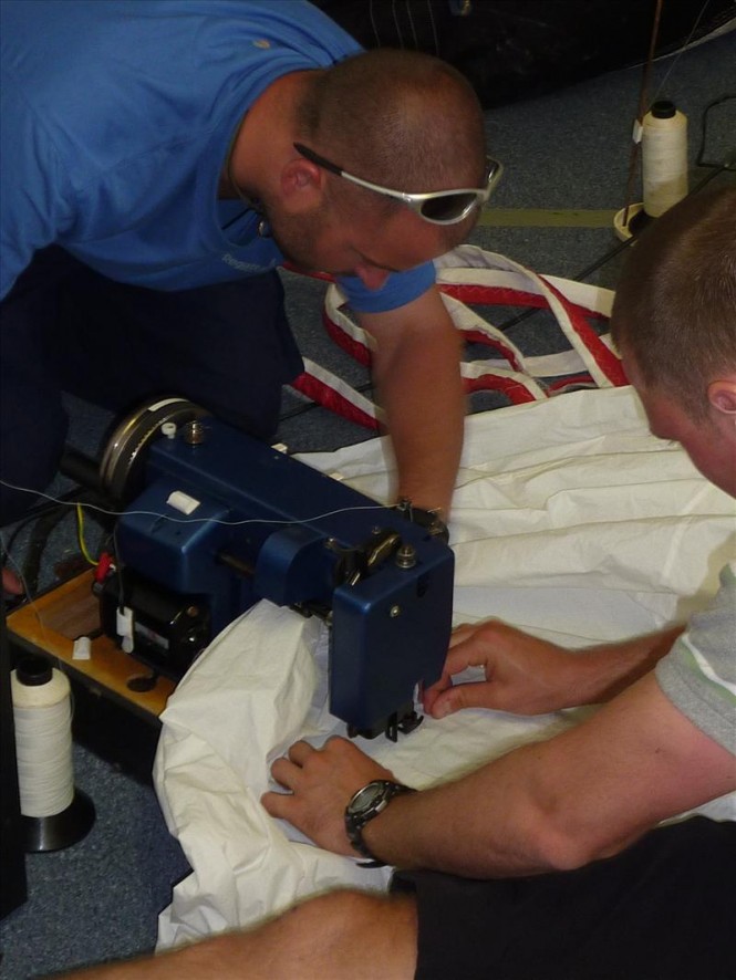 Specialist sail repair training is given to Clipper race crews © Hyde Sails