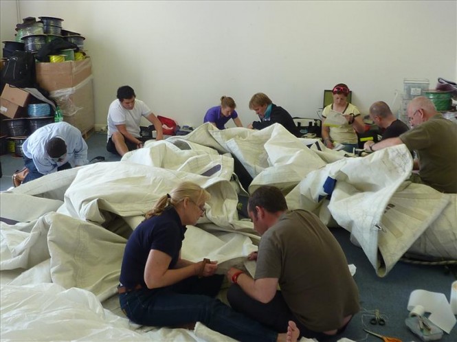 Specialist sail repair training is given to Clipper race crews © Hyde Sails..