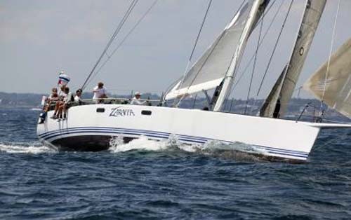 Zaraffa Reichel Pugh 66-footer at the start of Transatlantic Race 2011 Newport RI  Photo Credit TR2011 ©Billy Black