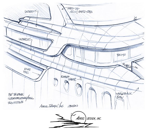 85ft tri-deck ocean going motor yacht by Adriel Design