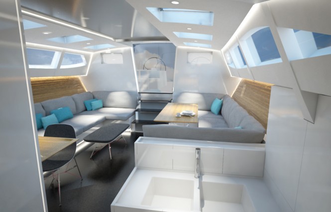 Sailing yacht Sleighride by  Adam Voorhees Design - Salon looking aft