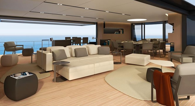 Salon of the CNB 43.20 m motor yacht designed by German Frers  Image courtesy of CNB Superyachts