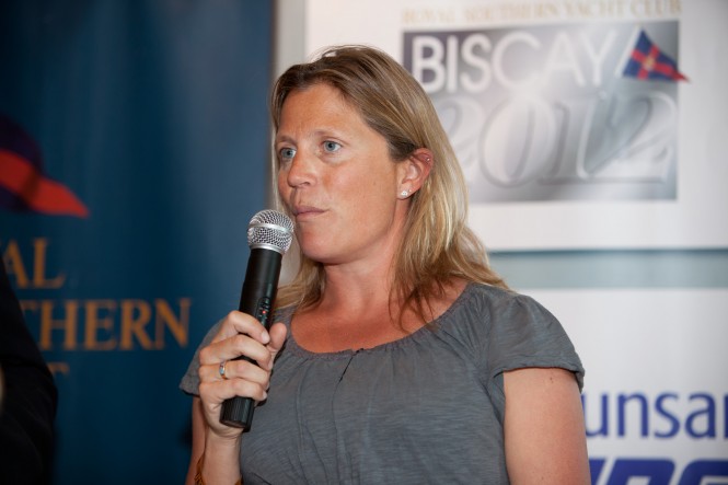 Yachtswoman Sam Davies at the launch of the Royal Southern Yacht Club's new offshore Biscay 2012 Race in Cowes - Photo by Michael Austen Photography