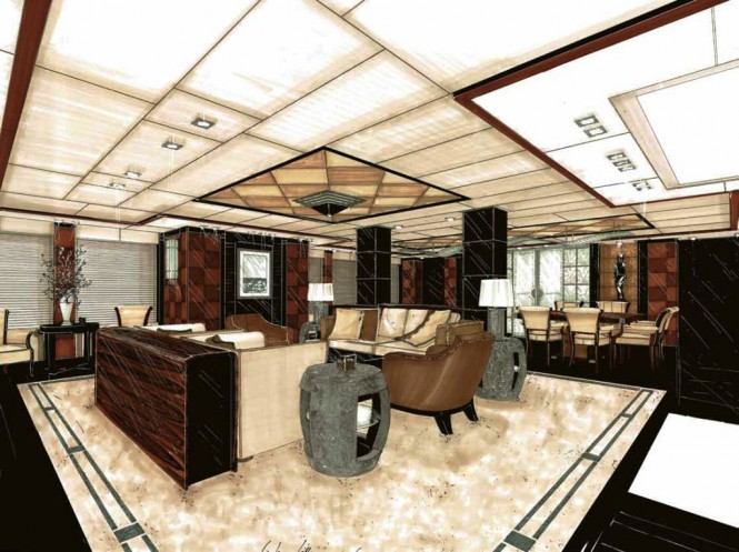 62m ICON Motor yacht Midlandia interior by Cristiano Gatto Design.