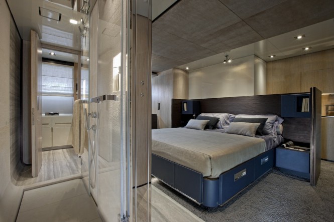 Owner's suite on board of the 2011 launched Sanlorenzo SL94 yacht