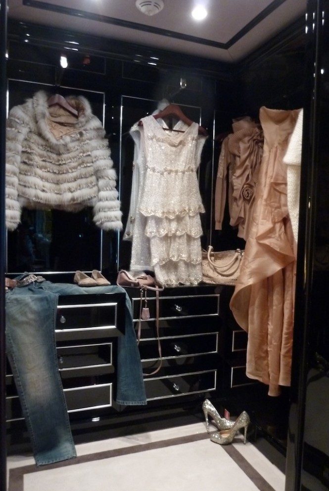 Walk in wardrobe on board of Mondo Marine built superyacht Alexander Again  - Photo Alessio Baleri